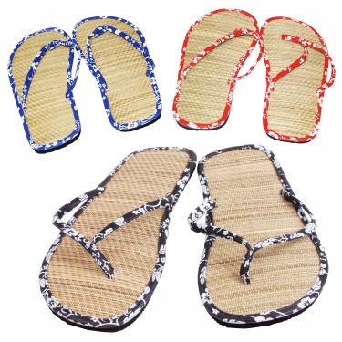 Fabric Strap Bamboo Rattan Slim Sandal | Model D  {72 pairs/case}