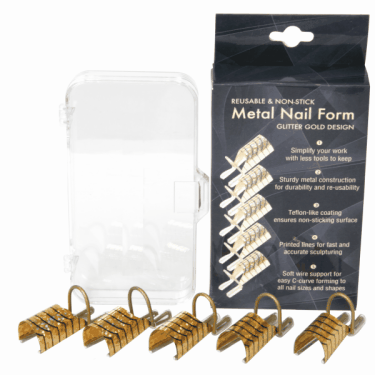 Reusable Aluminum Nail Form | Gold Glitter Design  {40/case}