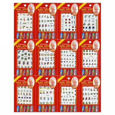 Christmas 2-D Nail Decal | 12 Assorted Stickers Set  {5 sets/bag}