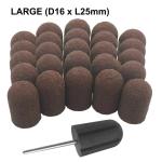25 Pedicure Sanding Caps with 1 Rubber Mandrel | Large Size (D16x L25mm)  {12 bags/Box}