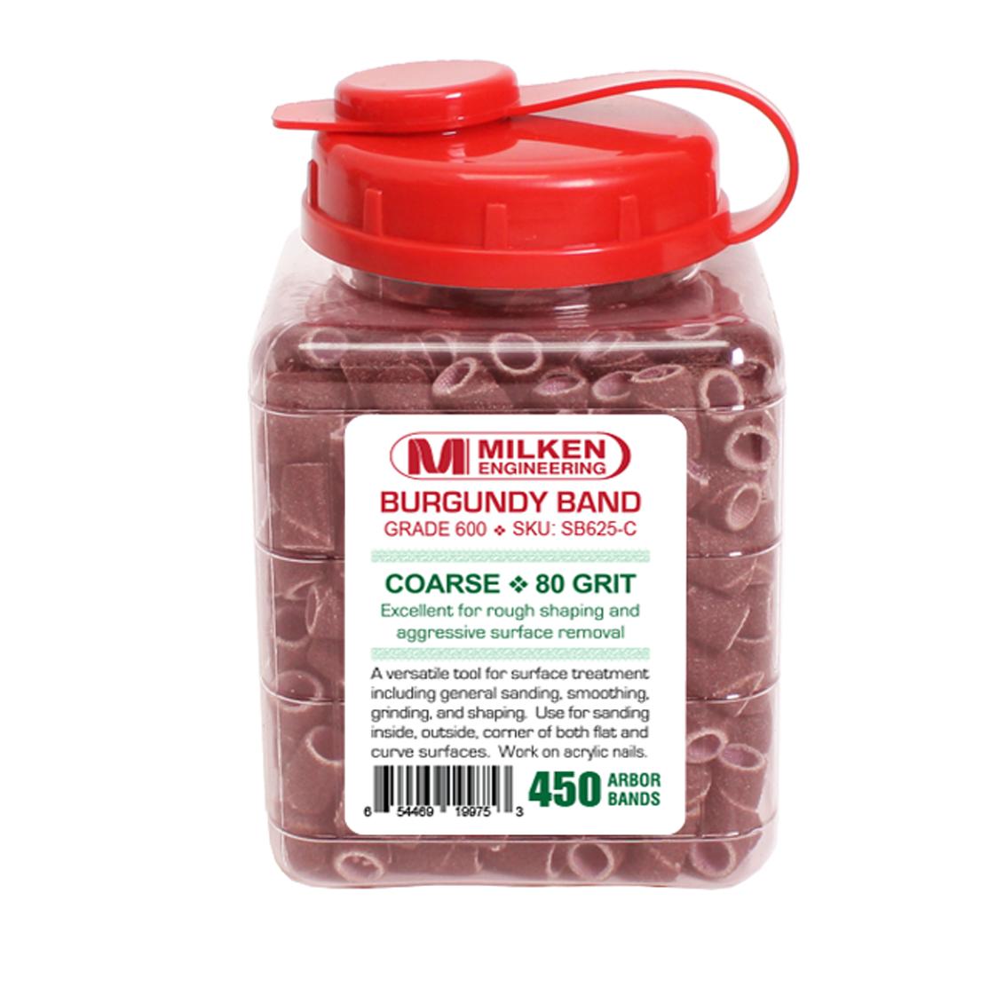 Milken Sanding Band in Easy Dispensing Jar | 450ct Jar | Burgundy  {18 jars/case} #4