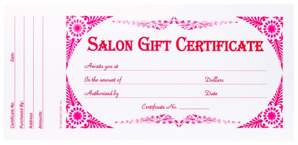 Salon Gift Certificate 315 | 24/book