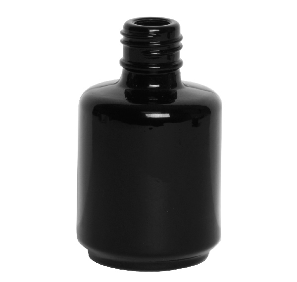 0.5 oz Glossy Black Painted Gel Polish Bottle | 15mm neck
