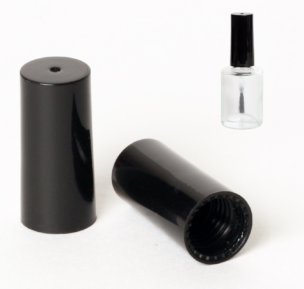 13mm Tall Glossy Black Nail Polish Cap