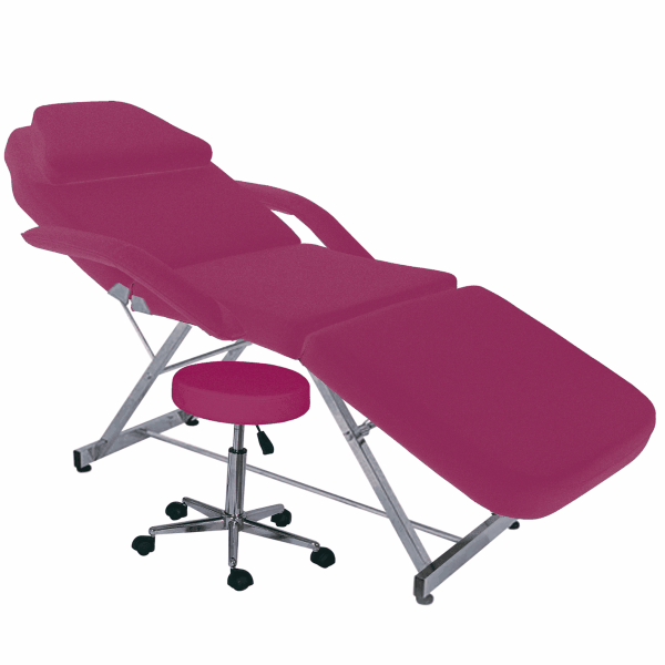 Facial Bed with Stool - Model 105 - Soft Leather Burgundy
