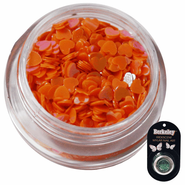Irridescent Mylar Spangle | Full Heart | Orange