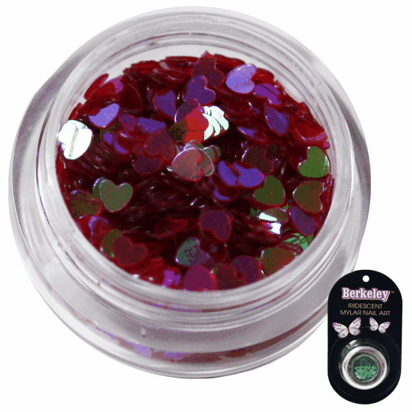 Irridescent Mylar Spangle | Full Heart | Dark Red