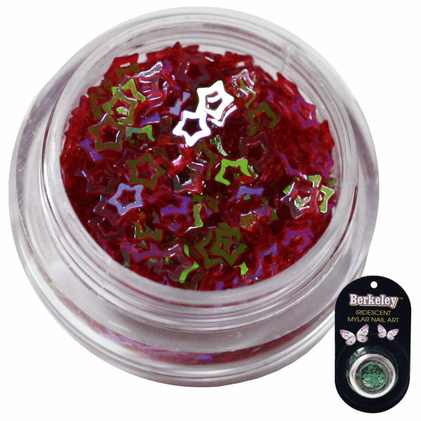 Irridescent Mylar Spangle | Hollow Star | Dark Red