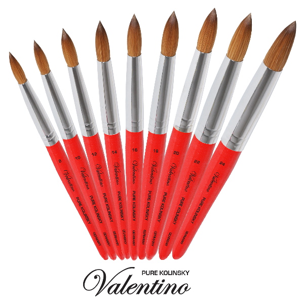 Valentino Kolinsky | Red Wood | Chrome Ferrule
