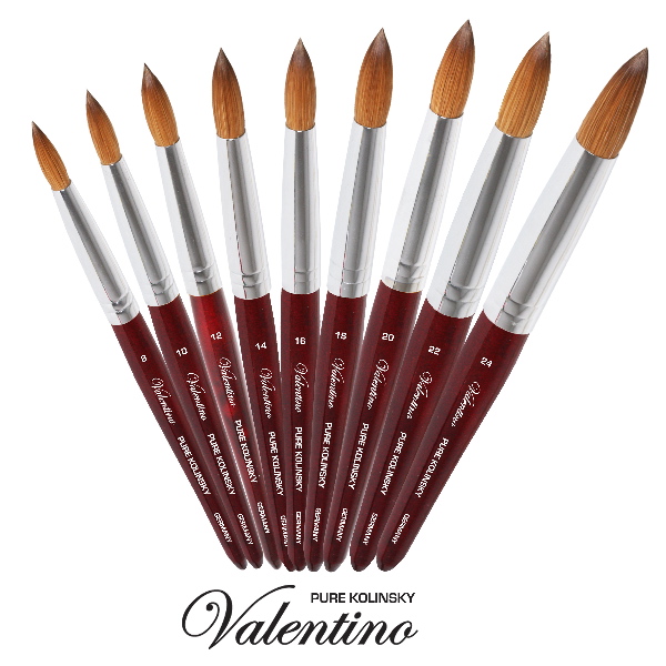 Valentino Kolinsky | Red Cherry Wood | Chrome Ferrule