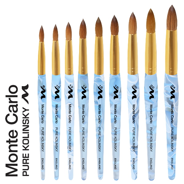 Monte Carlo Kolinsky | Blue Marble Acrylic | Gold Ferrule