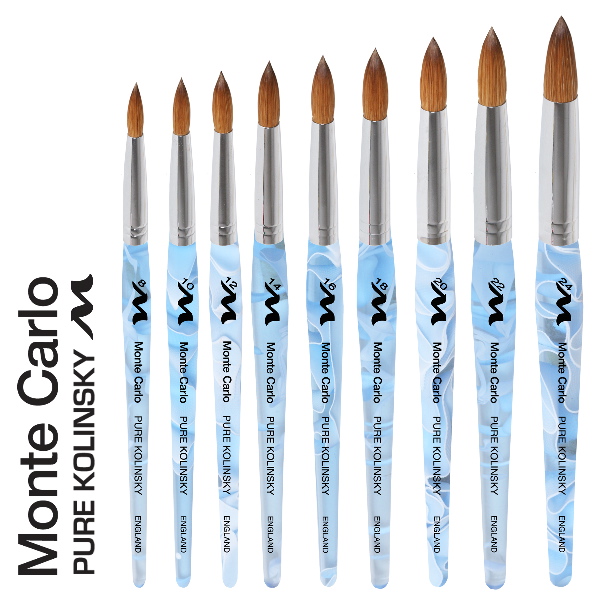 Monte Carlo Kolinsky | Blue Marble Acrylic | Chrome Ferrule