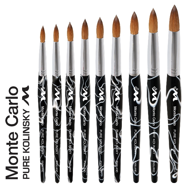 Monte Carlo Kolinsky | Black Marble Acrylic | Chrome Ferrule