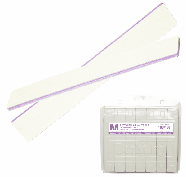 Berkeley Rectangular Nail File | White | 180/180