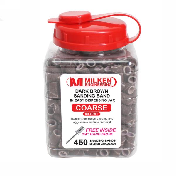 Milken Sanding Band in Easy Dispensing Jar | 450ct Jar | Dark Brown #4