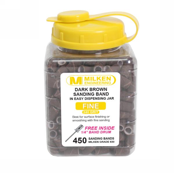 Milken Sanding Band in Easy Dispensing Jar | 450ct Jar | Dark Brown #2