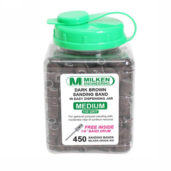 Milken Sanding Band in Easy Dispensing Jar | 450ct Jar | Dark Brown #3
